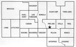 Outline Map of Oneida County showing division of Towns