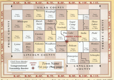 Oneida County Map showing Surveyors Townships