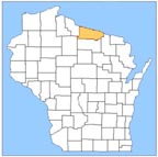 Wisconsin Map highlighting Vilas County
