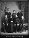 Thomas and Adeline Court Family  Standing L to R: George, Romelia and Frank W.  Seated L to R: Burtis, Adeline, Thomas and Thomas Edgar Taken circa 1885 Submitted by J. Waid  jdwaid@execpc.com