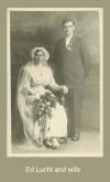 Wedding photo of Ed Lucht & wife circa 1910. They lived in Union Township. Wife's name may have been Alma. Photo submitted by Crystle Brockman  Bulblvr@aol.com Cyrstle is looking for a family member who may want this photo.